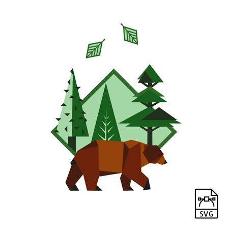 Brown bear forest vector graphic