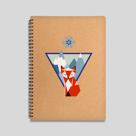 Fox notebook with mountain design
